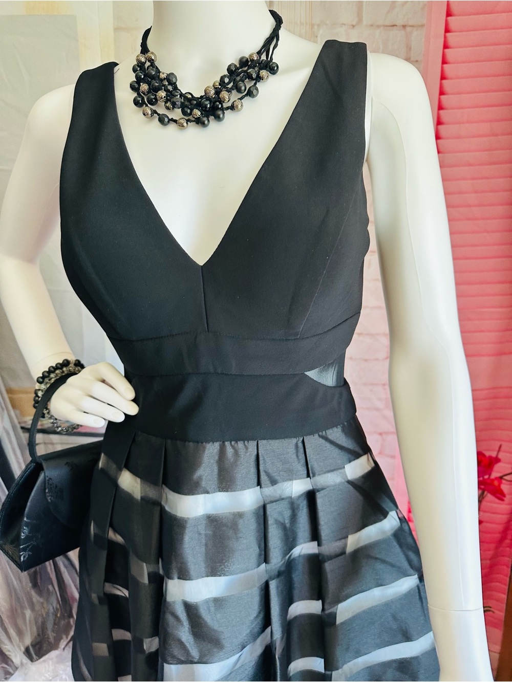 XSCAPE Black Fit & Flare Cocktail Dress - Picture 2 of 13